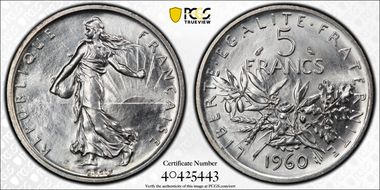 1960 5 Fr Gad-770 F-340 MS65