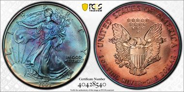 1993 $1 Silver Eagle MS68