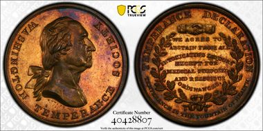 (c.1847) Medal GW-172 Brass Temperance Society MS63