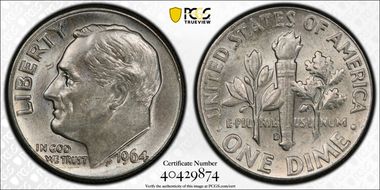 1964-D 10C AU58