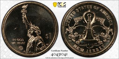 2019-D $1 American Innovation NJ Edison Light Bulb Pos. B MS66