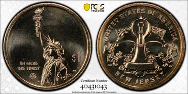 2019-D $1 American Innovation NJ Edison Light Bulb Pos. B MS66
