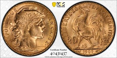 1909 20 Fr Gad-1064a F-535 Refrappe MS64