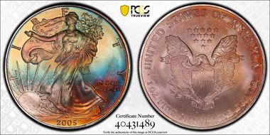 2005 $1 Silver Eagle MS68