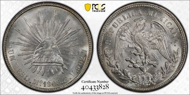 1908-Mo GV Peso KM-409.2 MS64+