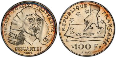 1991 100 Fr Descartes Gad-906 MS65