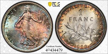 1920 1 Fr Gad-467 Semeuse MS64+