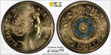 2017-C $2 Remembrance Day Colorized MS68