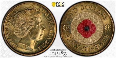 2012 $2 Remembrance Day Colorized MS64