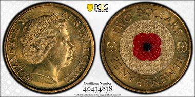 2012 $2 Remembrance Day Colorized MS64