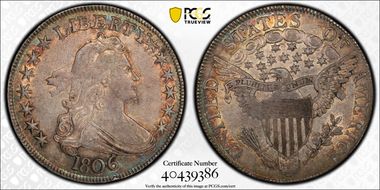 1806 50C Pointed 6, Stem AU53