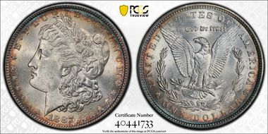 1887 $1 VAM 5 Doubled Date MS64