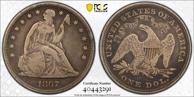 1867 $1 VG10