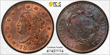 1820 1C Large Date MS66RB