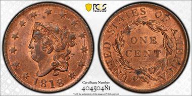 1818 1C MS63RD