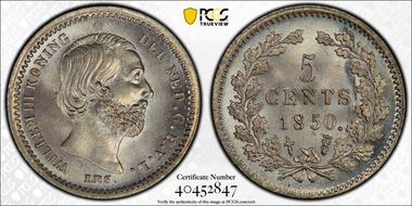 1850 5C Dot KM-91  Ag MS66