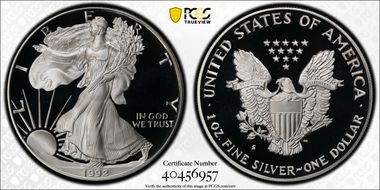 1992-S $1 Silver Eagle PR68DCAM