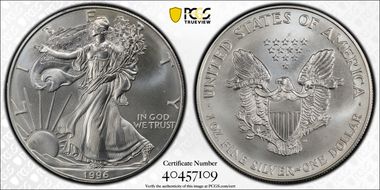 1996 $1 Silver Eagle MS68