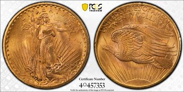 1907 $20 Saint-Gaudens MS65+