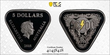 2018 $5 AC/DC 45 Years of Thunder PR69DCAM