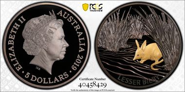 2019 $5 Lesser Bilby Echoes of Australian Fauna PR69DCAM
