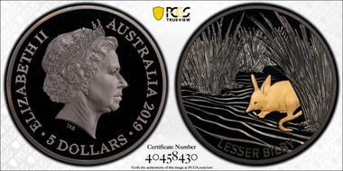 2019 $5 Lesser Bilby Echoes of Australian Fauna PR69DCAM