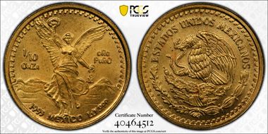 1993-Mo 1/10 oz Libertad Au MS66