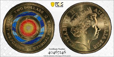 2018-C $2 Lest We Forget Eternal Flame Colorized MS68