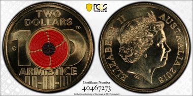 2018-C $2 Armistice Centenary Colorized MS69