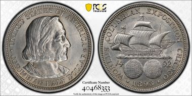 1893 50C Columbian AU58
