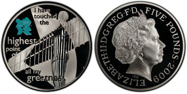 2009 £5 S-4932 Angel of the North Ag PR70DCAM