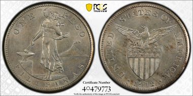1912-S Peso KM-172  Ag AU55