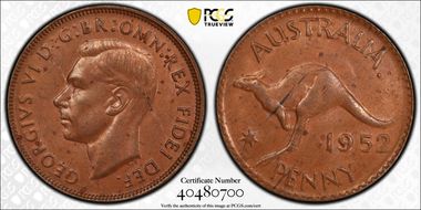 1952 A. (p) 1D Melbourne reverse MS63BN