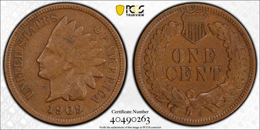 1909-S 1C Indian XF40BN