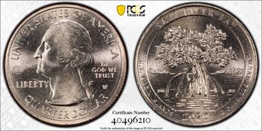 2020-W 25C Salt River Bay NP V75 PCGS First Discovery MS65