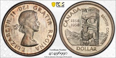 1958 S$1 British Columbia MS62