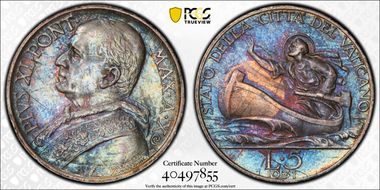 1931 5 Lire Anno X AU53