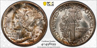 1916 10C Mercury MS67+ FB