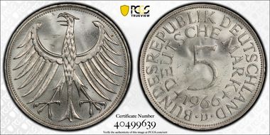 1966-D 5 Mk Regular Issue MS65