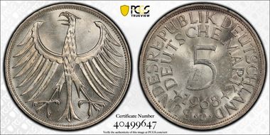 1968-D 5 Mk Regular Issue MS64