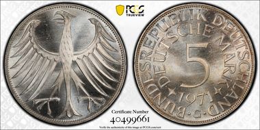 1971-G 5 Mk Regular Issue J-387 MS67