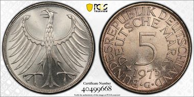 1973-G 5 Mk Regular Issue J-387 MS66