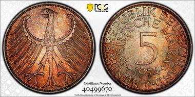 1974-D 5 Mk Regular Issue MS65