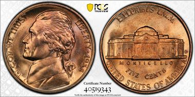 1938-D 5C Jefferson MS67FS