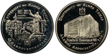 2011 Medal 400th Ann U. Santo Tomas Silvered Brass PR65DCAM