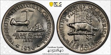 1936 50C Wisconsin MS65
