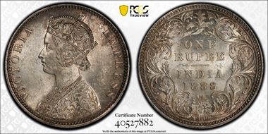 1888-B Rupee SW-6.107 Raised MS63