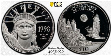 1998-W $10 Statue of Liberty PR69DCAM