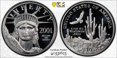 2001-W $10 Statue of Liberty PR69DCAM