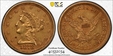 1878-S $2.50 AU53